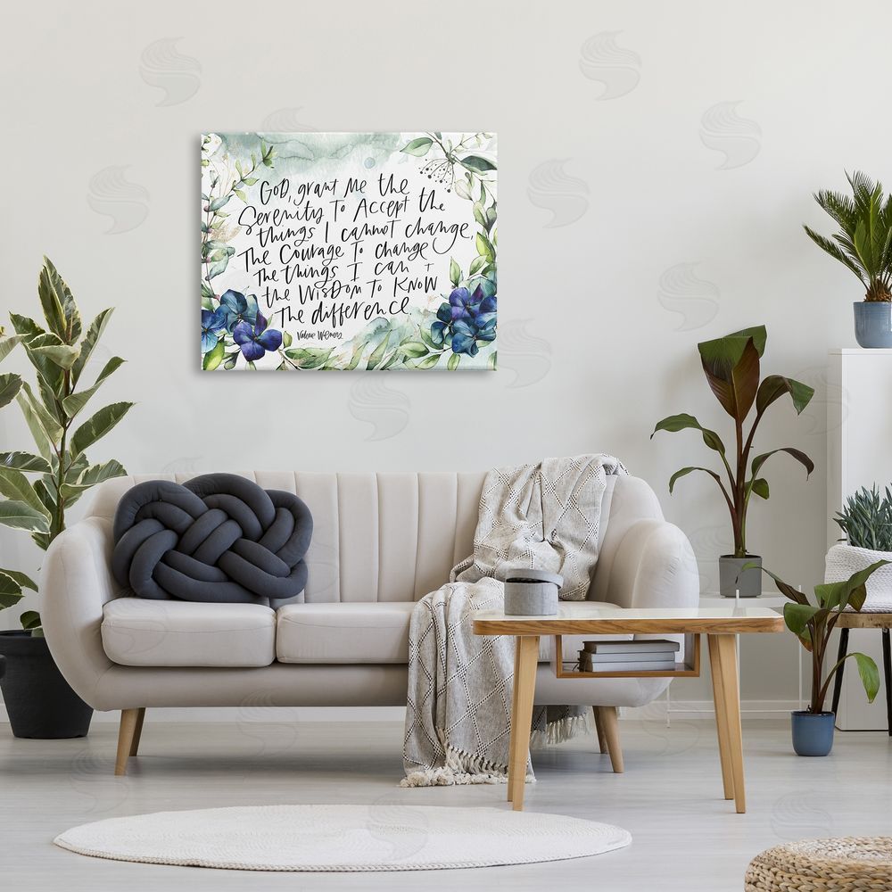 Valerie Wieners Religious Perseverance Quote Floral Watercolor Painting Effect Canvas Wall Art Print in Room