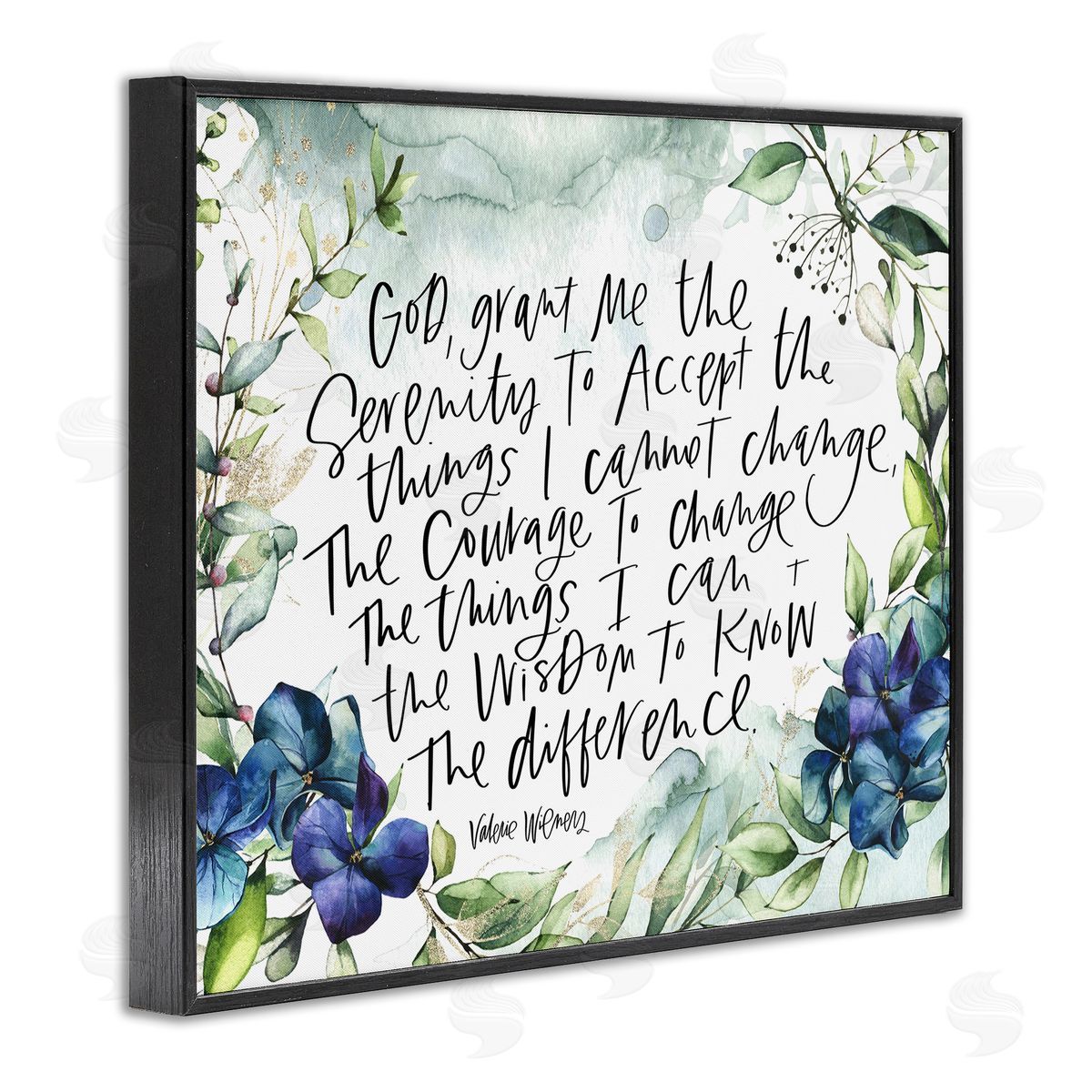 Valerie Wieners Religious Perseverance Quote Floral Watercolor Painting Effect Black Framed Giclee Wall Art Print