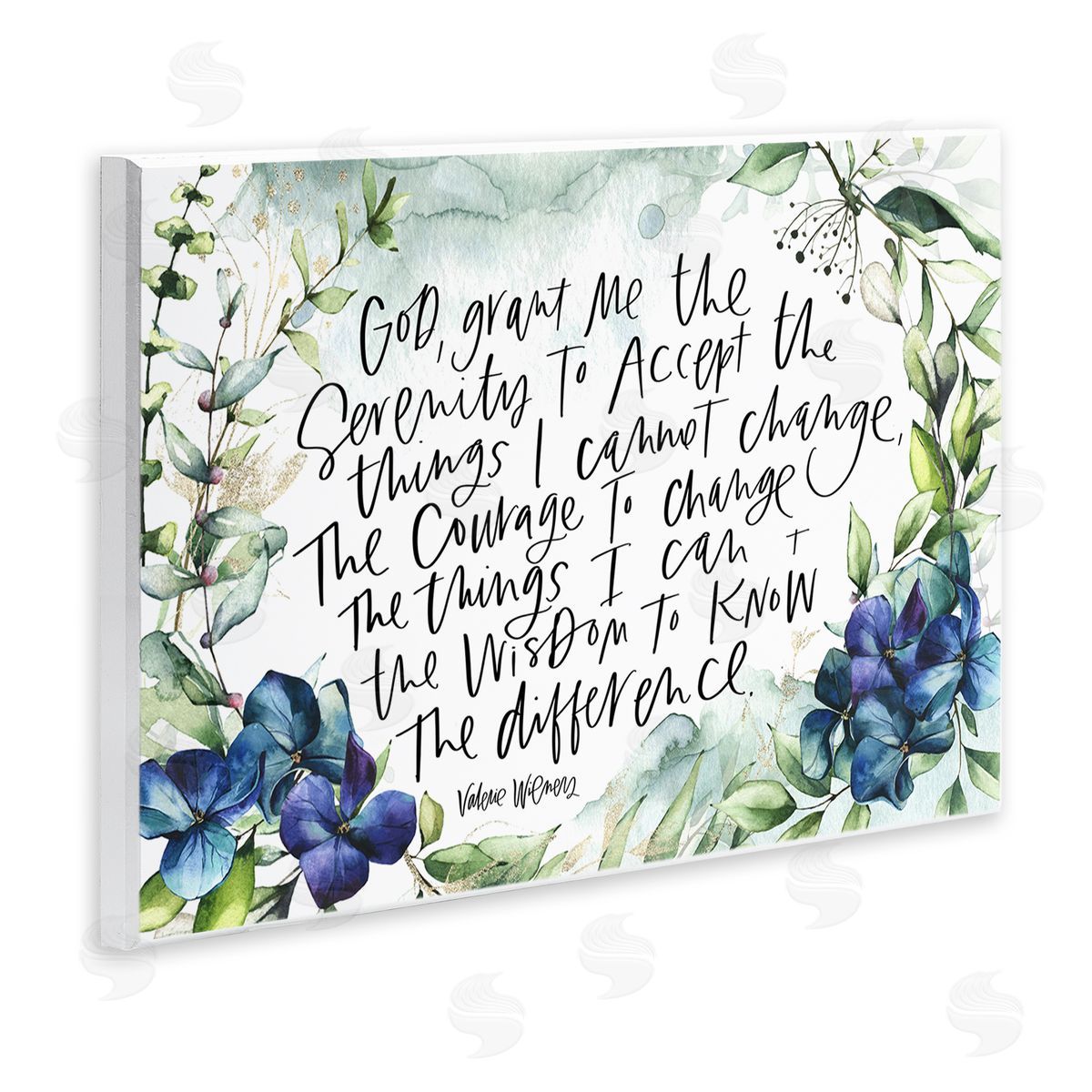 Valerie Wieners Religious Perseverance Quote Floral Watercolor Painting Effect Wall Plaque Art Print