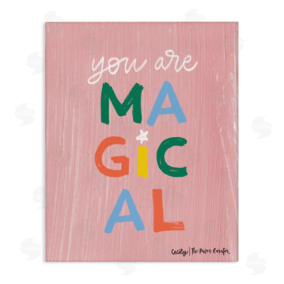 Cecily Moore You Are Magical Rainbow Letters Whimsical Paint Strokes Stretched Canvas Wall Art Print