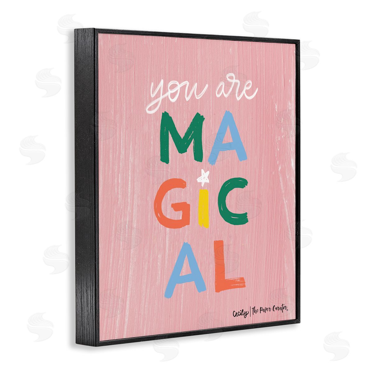 Cecily Moore You Are Magical Rainbow Letters Whimsical Paint Strokes Black Framed Giclee Wall Art Print