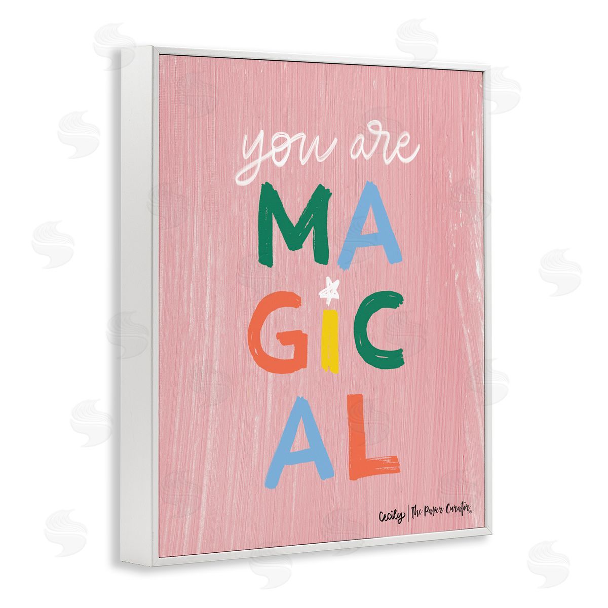 Cecily Moore You Are Magical Rainbow Letters Whimsical Paint Strokes White Framed Giclee Wall Art Print