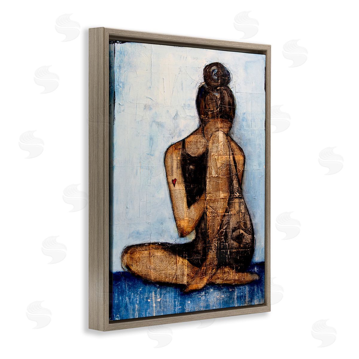 Erin Ashley Emotional Painting Layered Words Girl Heart Brown Floating Frame Canvas Wall Art Print