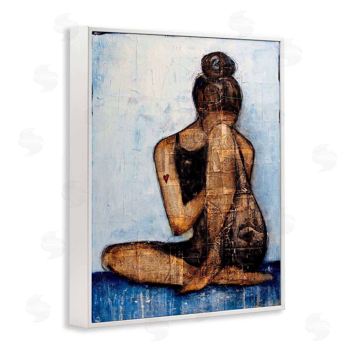 Erin Ashley Emotional Painting Layered Words Girl Heart White Framed Giclee Wall Art Print