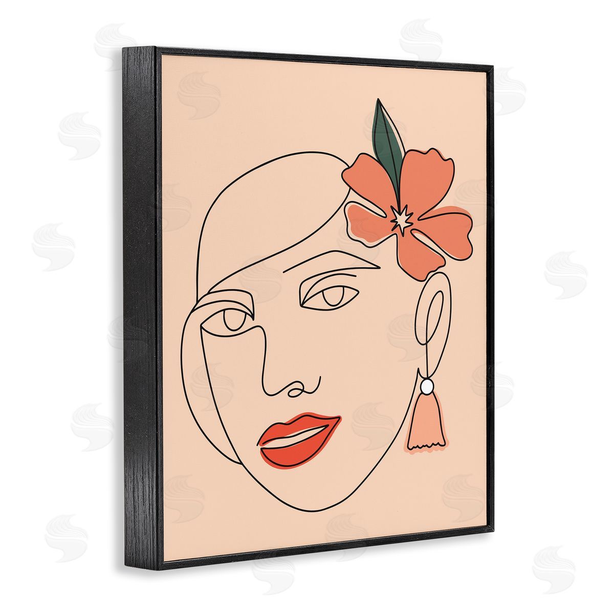 Hey Bre! Creative Studio Abstract Line Doodle Woman Lipstick Flower Blossom Black Framed Giclee Wall Art Print