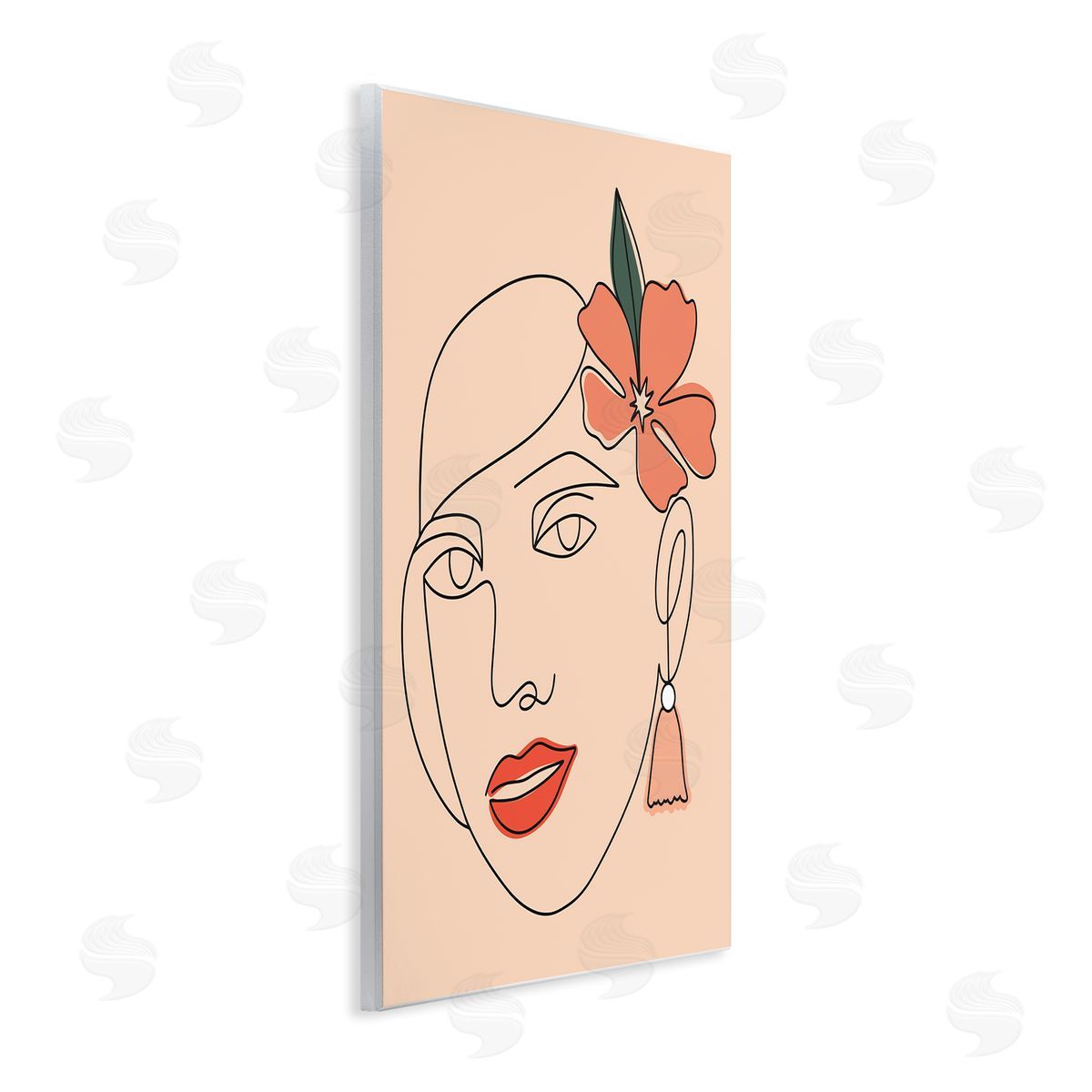 Hey Bre! Creative Studio Abstract Line Doodle Woman Lipstick Flower Blossom Wall Plaque Art Print
