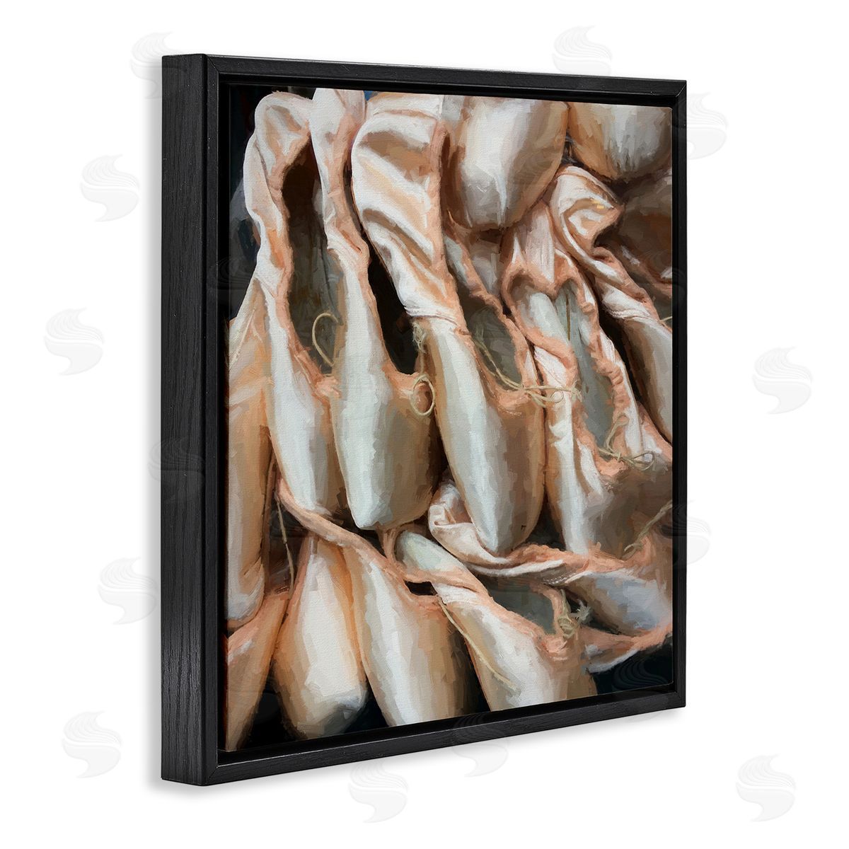 Graffitee Studios Ballet Slippers Dancer Pointe Shoes Painting Black Floating Frame Canvas Wall Art Print