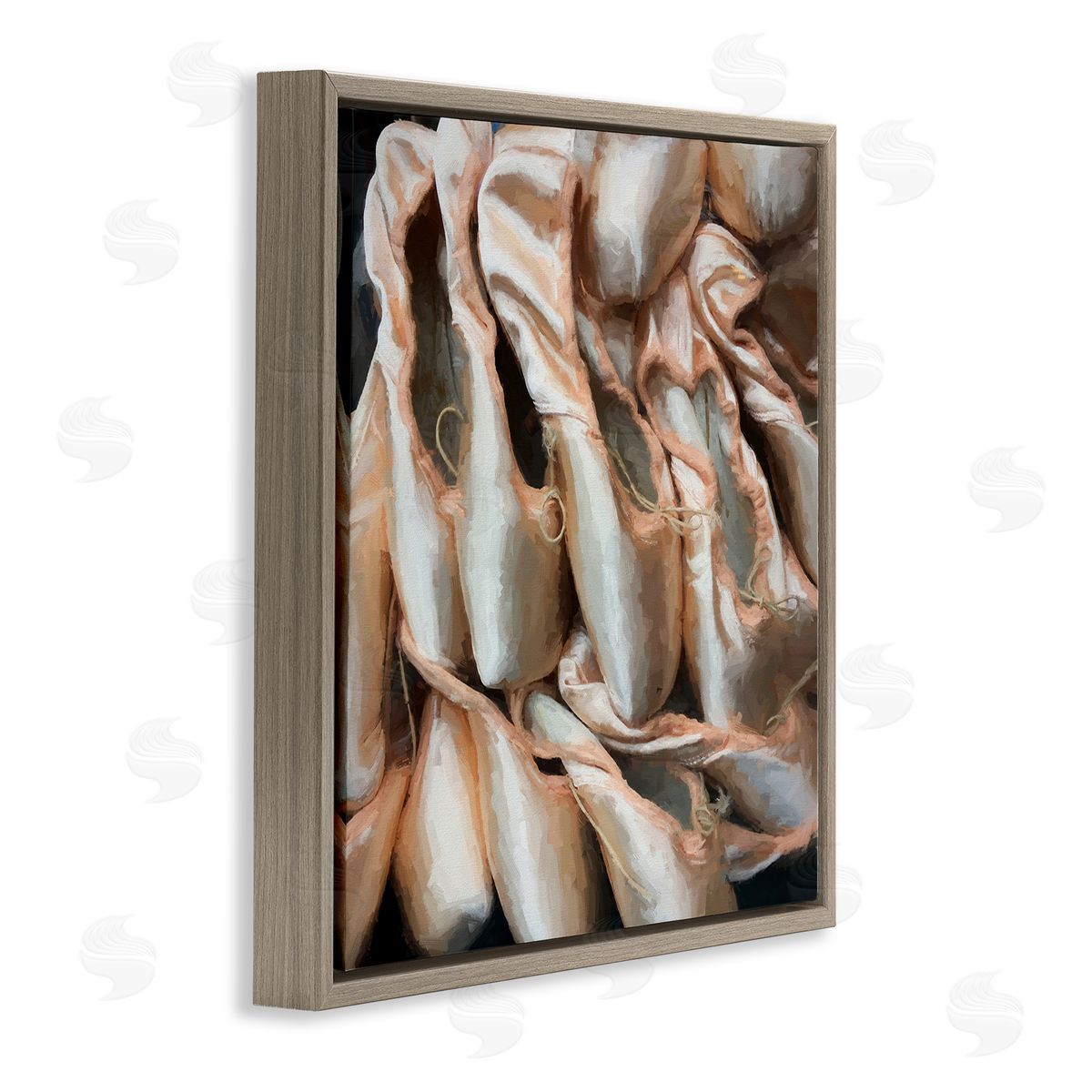 Graffitee Studios Ballet Slippers Dancer Pointe Shoes Painting Brown Floating Frame Canvas Wall Art Print