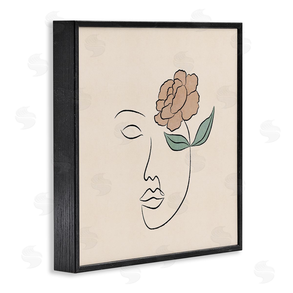 JJ Design House LLC Floral Outline Casual Doodle Abstract Woman Face Black Framed Glicee Wall Art Print