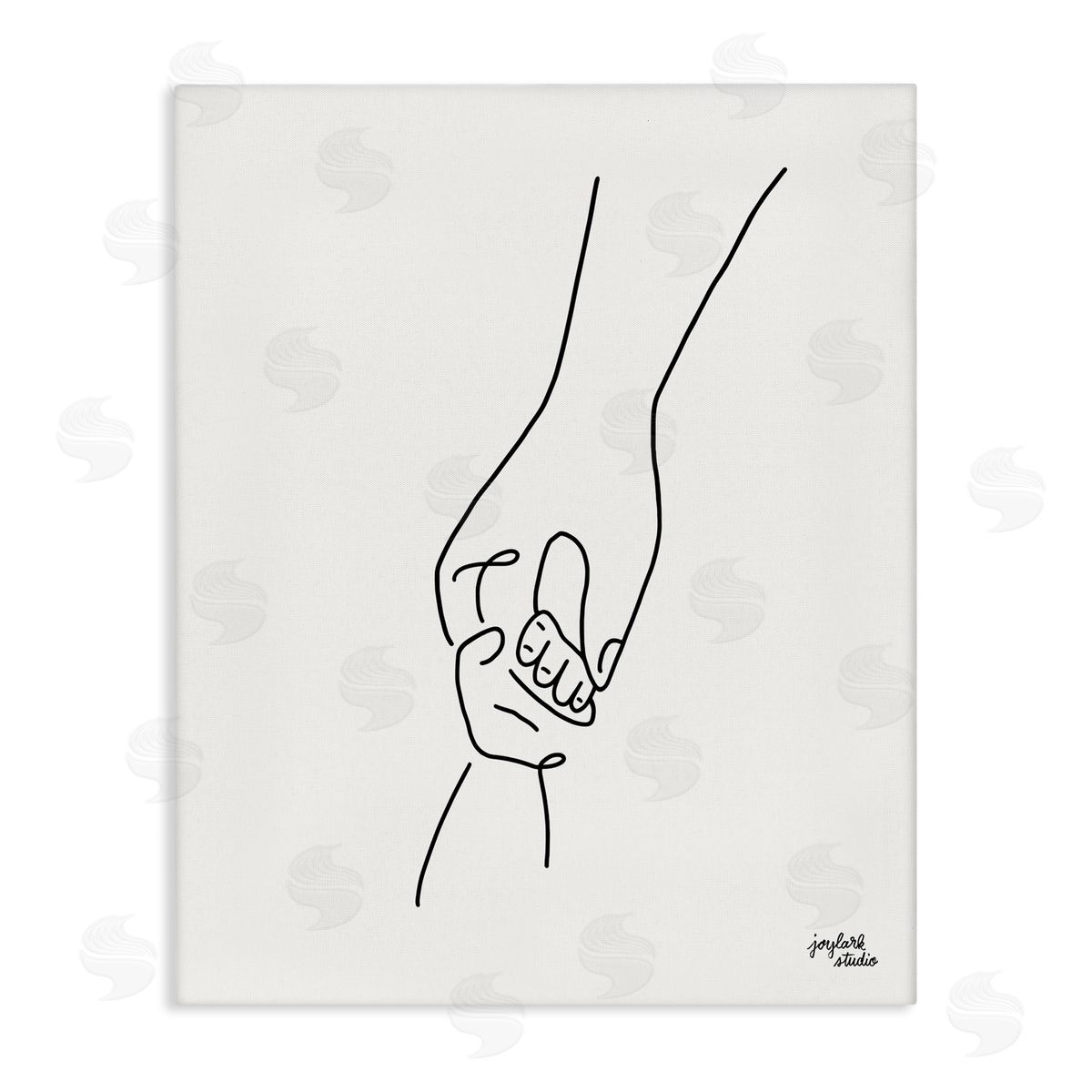 Jess Baskin Parent & Child Holding Hands Family Line Doodle Stretched Canvas Wall Art Print