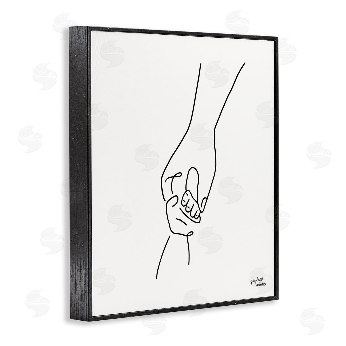 Jess Baskin Parent & Child Holding Hands Family Line Doodle Black Framed Giclee Wall Art Print