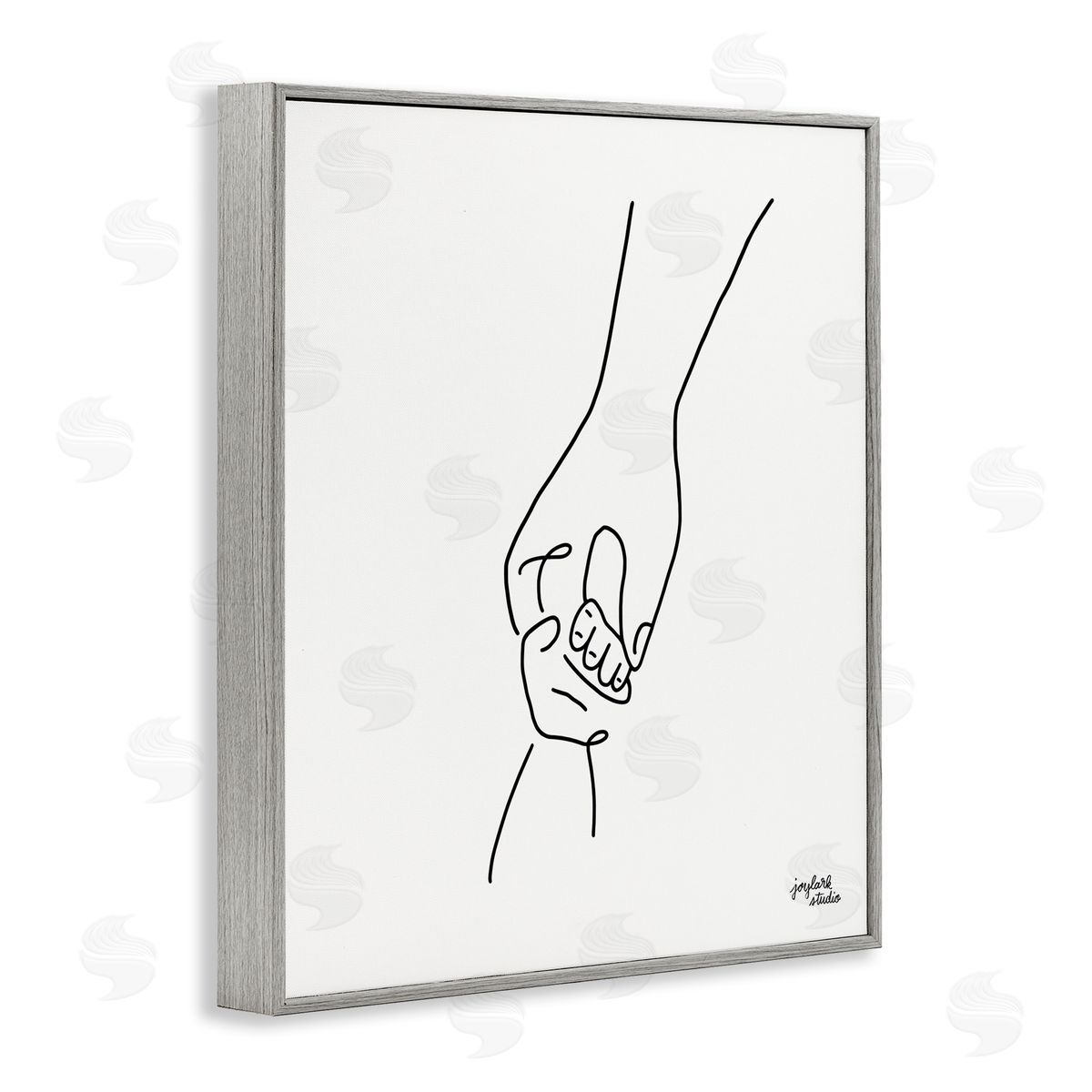 Jess Baskin Parent & Child Holding Hands Family Line Doodle Gray Framed Giclee Wall Art Print