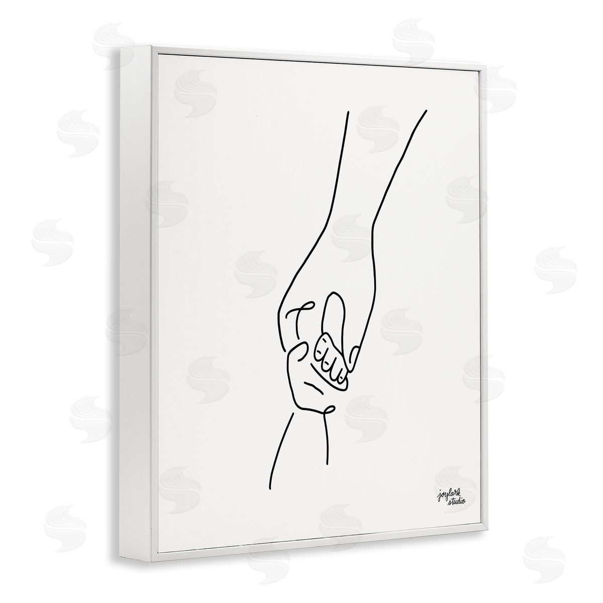 Jess Baskin Parent & Child Holding Hands Family Line Doodle White Framed Giclee Wall Art Print