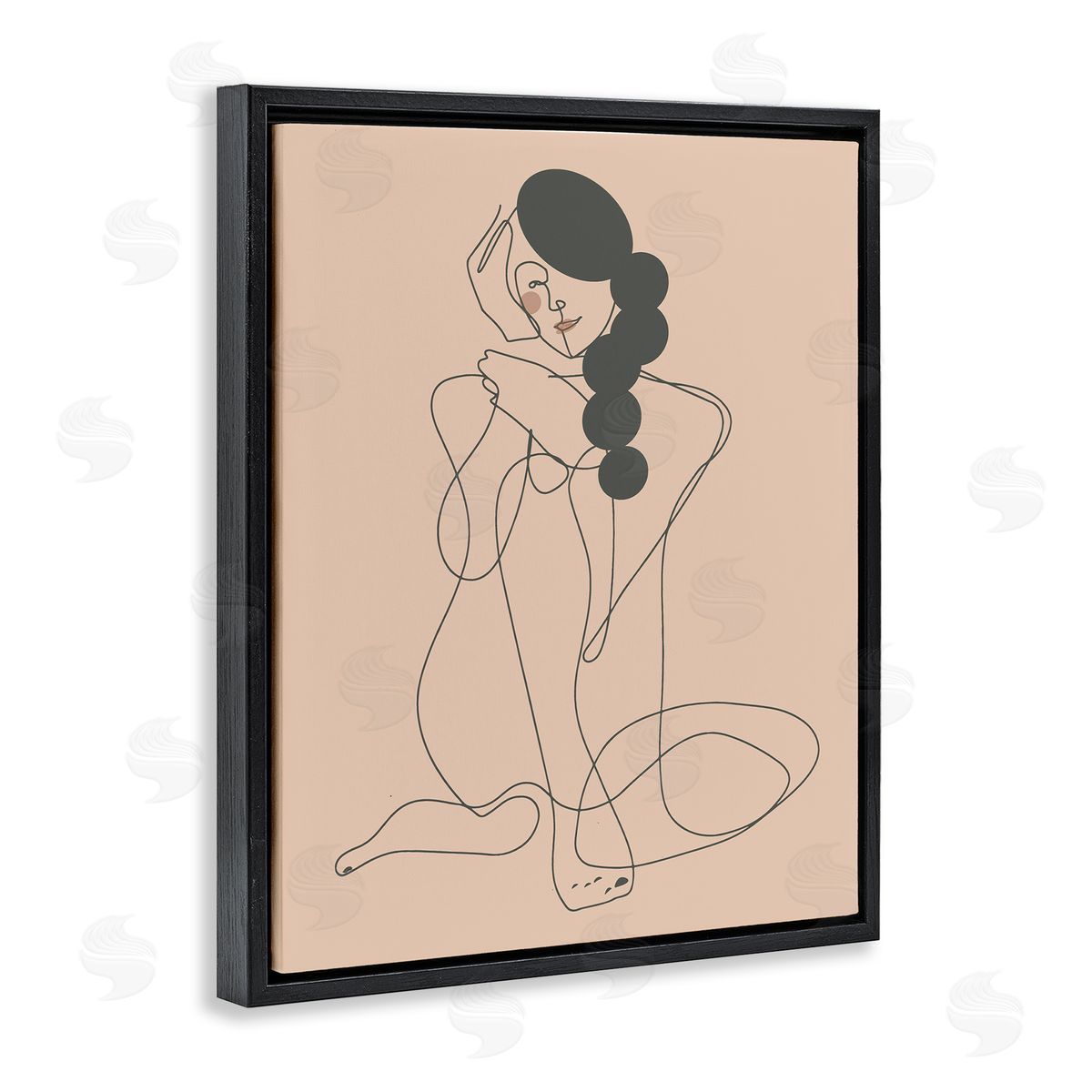 Kendra Shedenhelm Abstract Woman Sitting Scribble Drawing Smiling Outline Black Floating Frame Canvas Wall Art Print