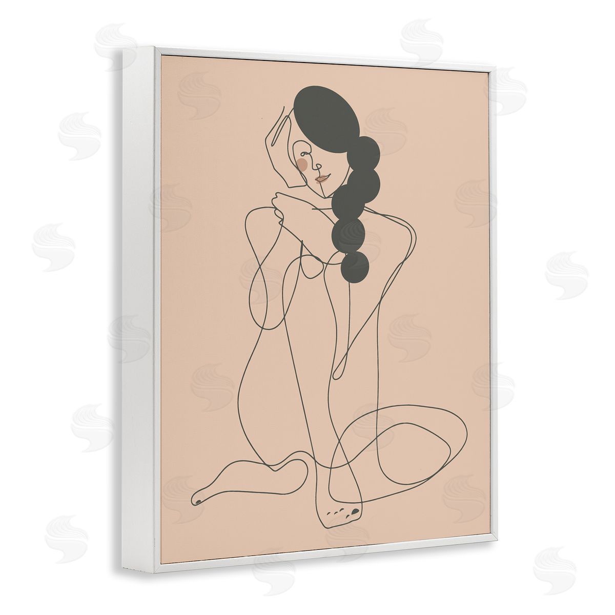 Kendra Shedenhelm Abstract Woman Sitting Scribble Drawing Smiling Outline White Framed Giclee Wall Art Print