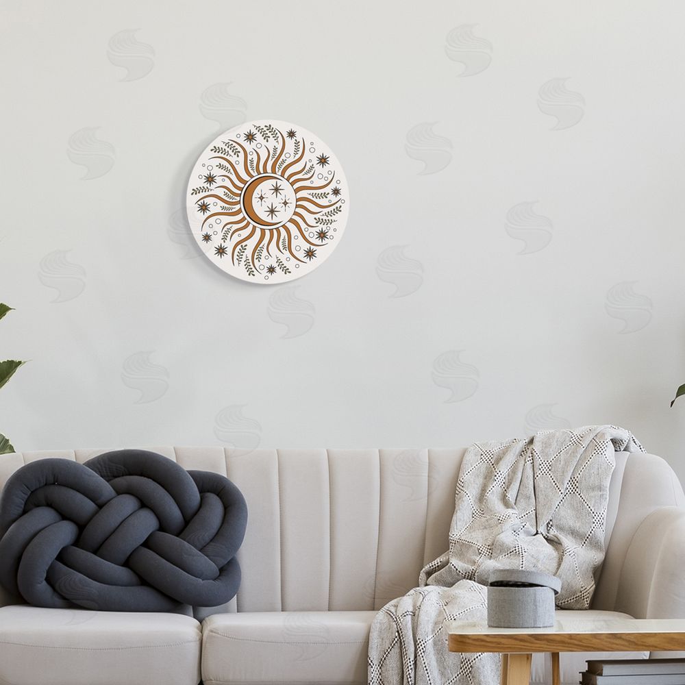 Ziwei Li Astral Lunar Solar Design Botanical Herb Sprigs Round Wall Plaque Art Print in Room