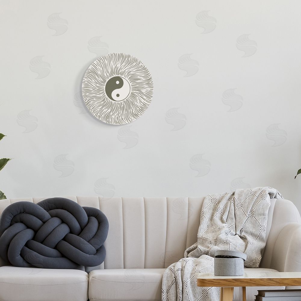 Ziwei Li Abstract Harmony Yin Yang Symbol Line Pattern Round Wall Plaque Art Print in Room