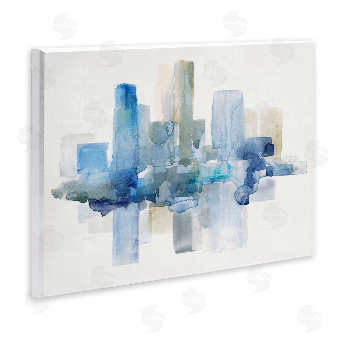 Sally Swatland Blocked Abstract Cityscape Scene Reflection Watercolor Detail Wall Plaque Art Print
