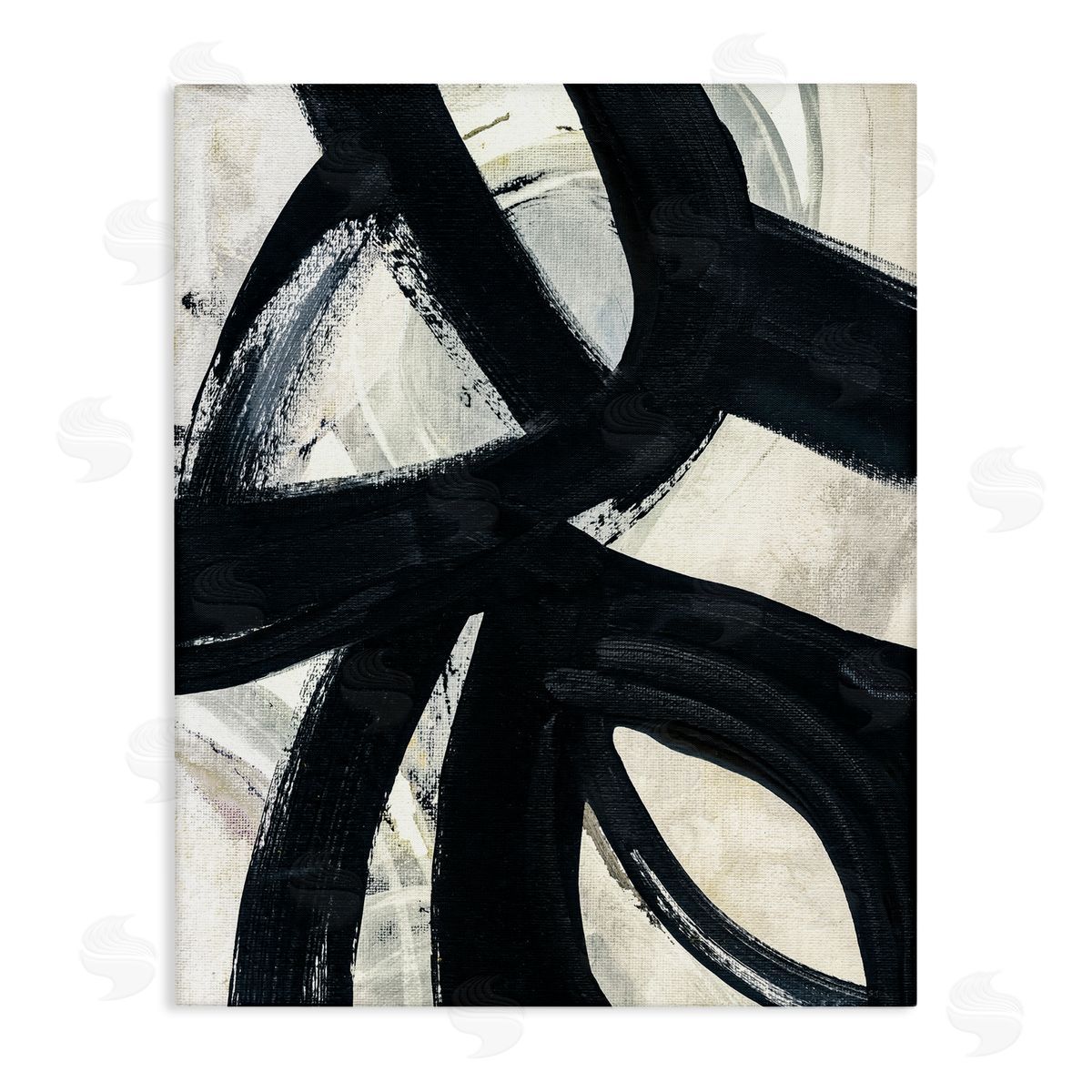 Susan Jill Dynamic Modern Black Paint Strokes Bold Abstract  Stretched Canvas Wall Art Print