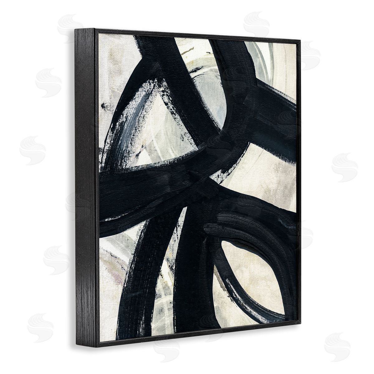 Susan Jill Dynamic Modern Black Paint Strokes Bold Abstract  Black Framed Giclee Wall Art Print
