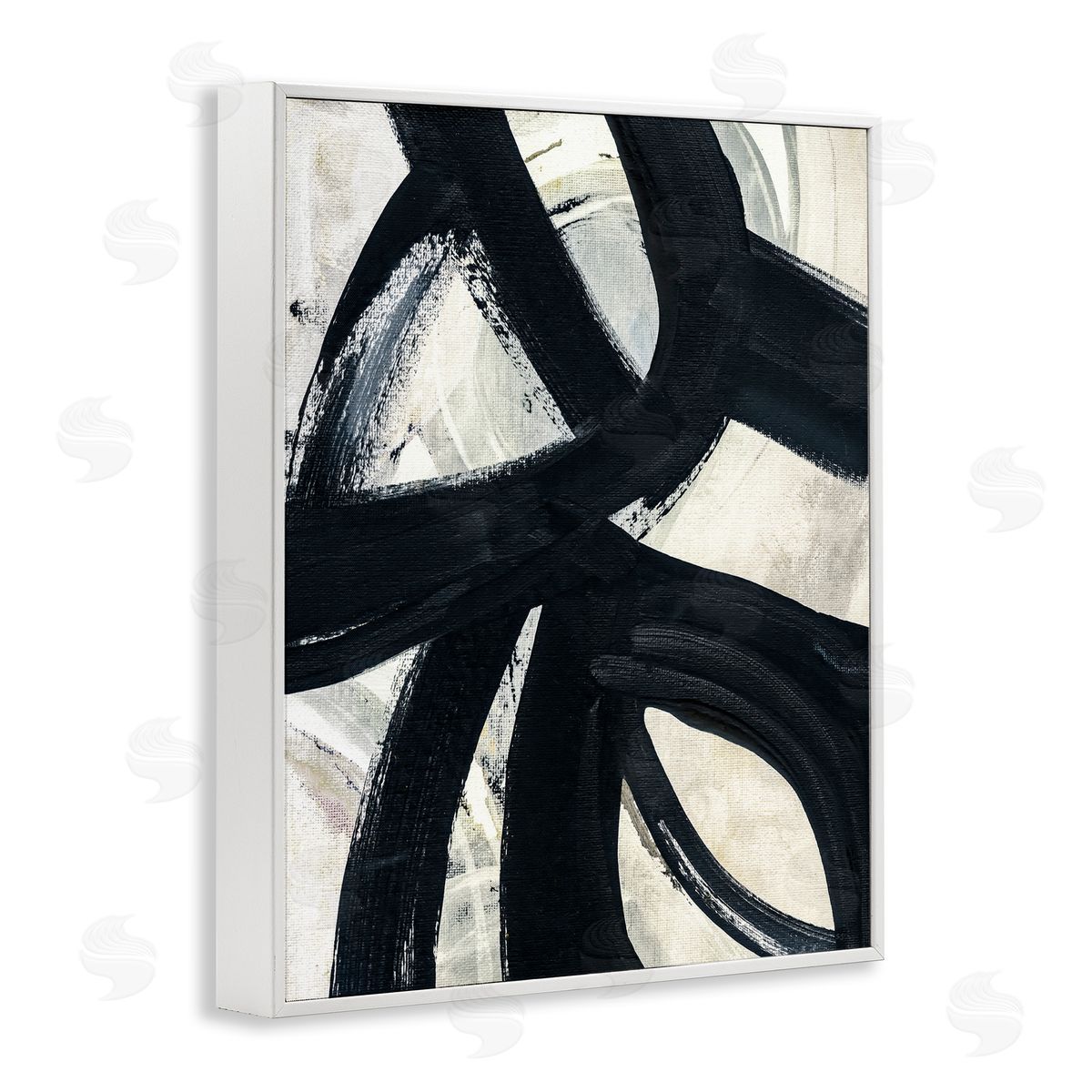 Susan Jill Dynamic Modern Black Paint Strokes Bold Abstract  White Framed Giclee Wall Art Print