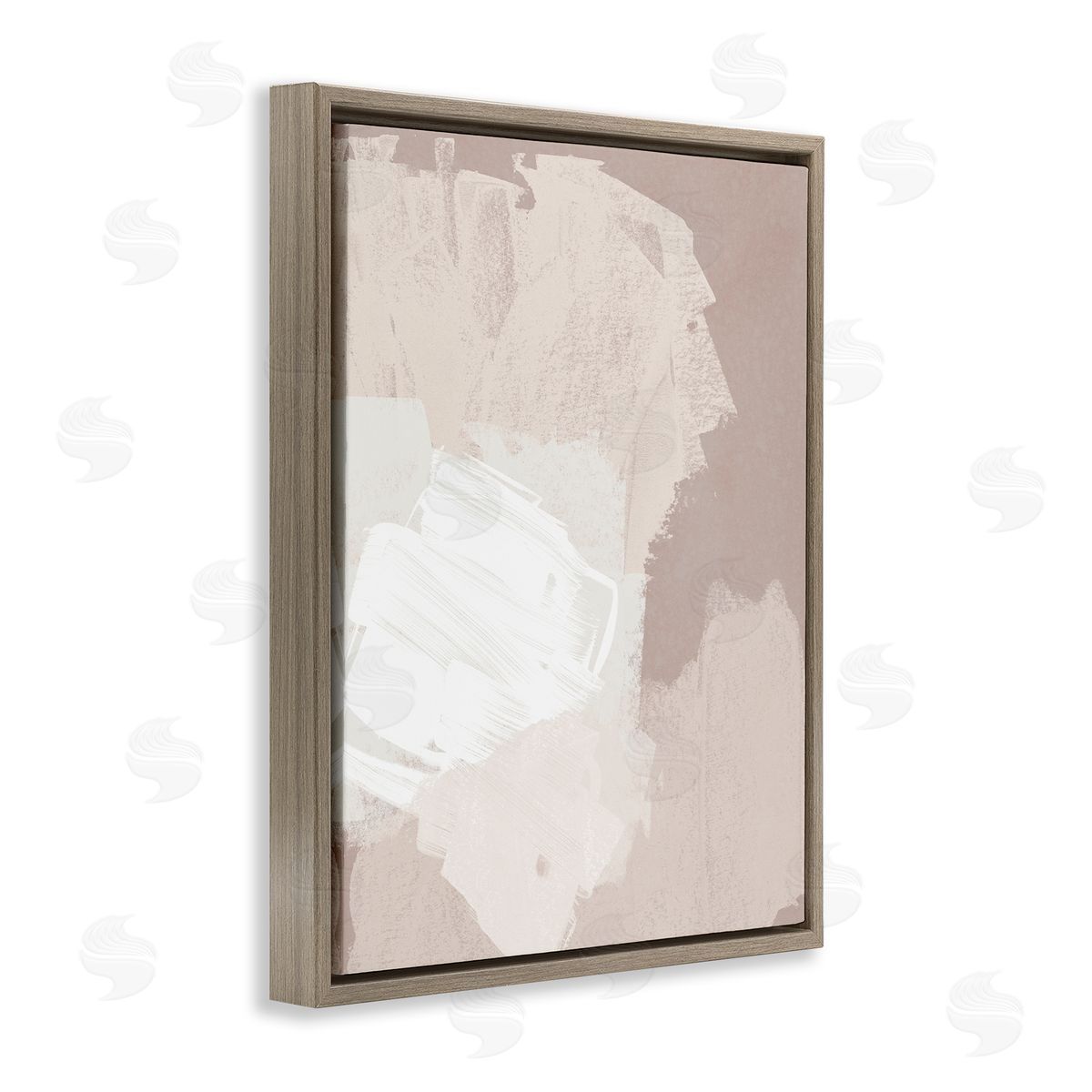 June Erica Vess Abstract Brush Strokes Neutral Beige Tones Brown Floating Frame Canvas Wall Art Print
