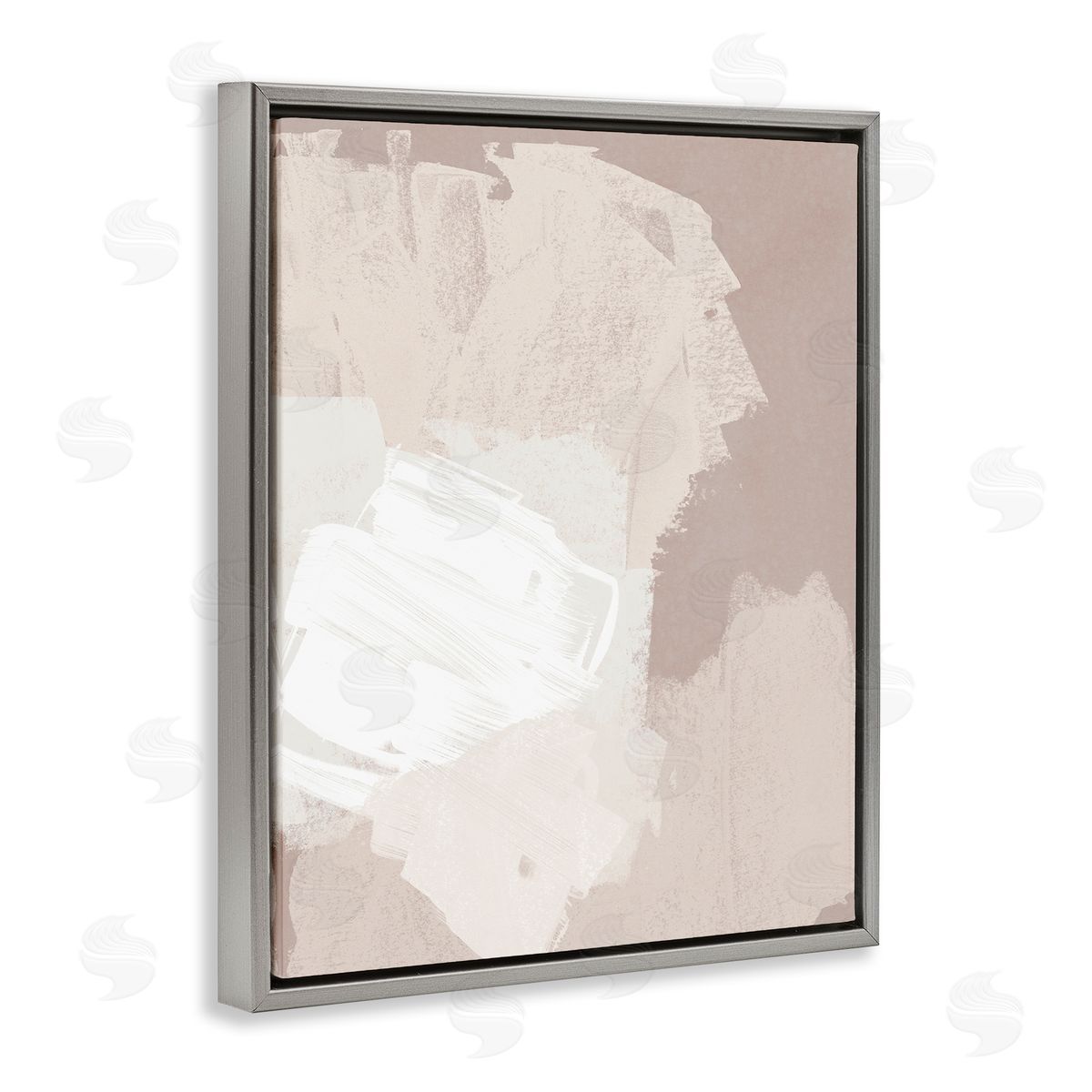 June Erica Vess Abstract Brush Strokes Neutral Beige Tones Gray Floating Frame Canvas Wall Art Print