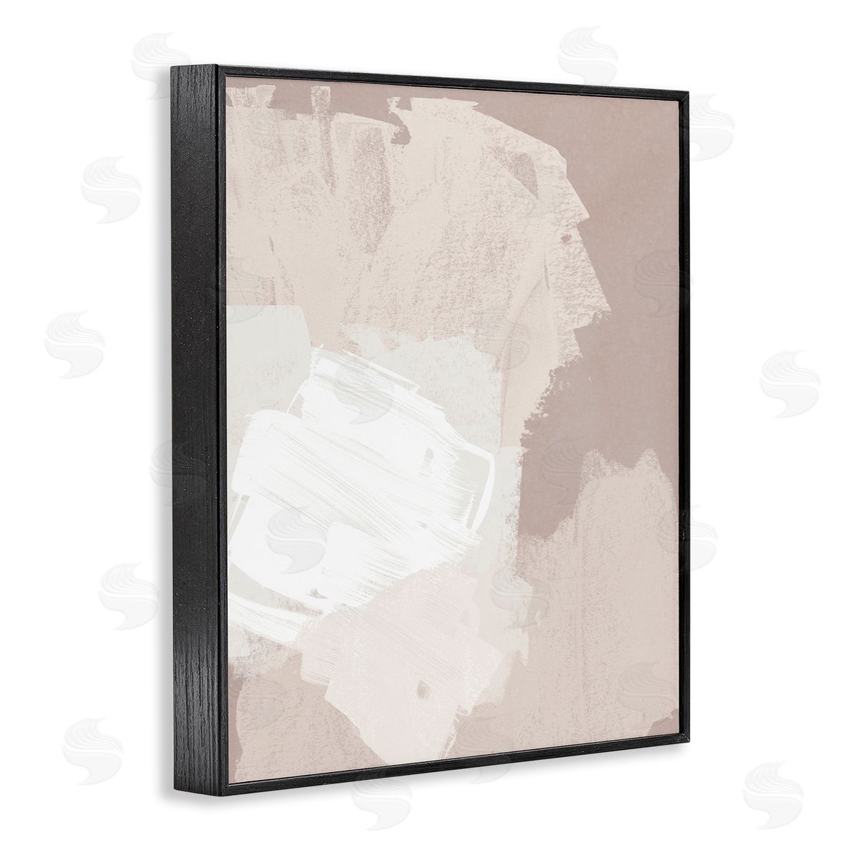 June Erica Vess Abstract Brush Strokes Neutral Beige Tones Black Framed Giclee Wall Art Print