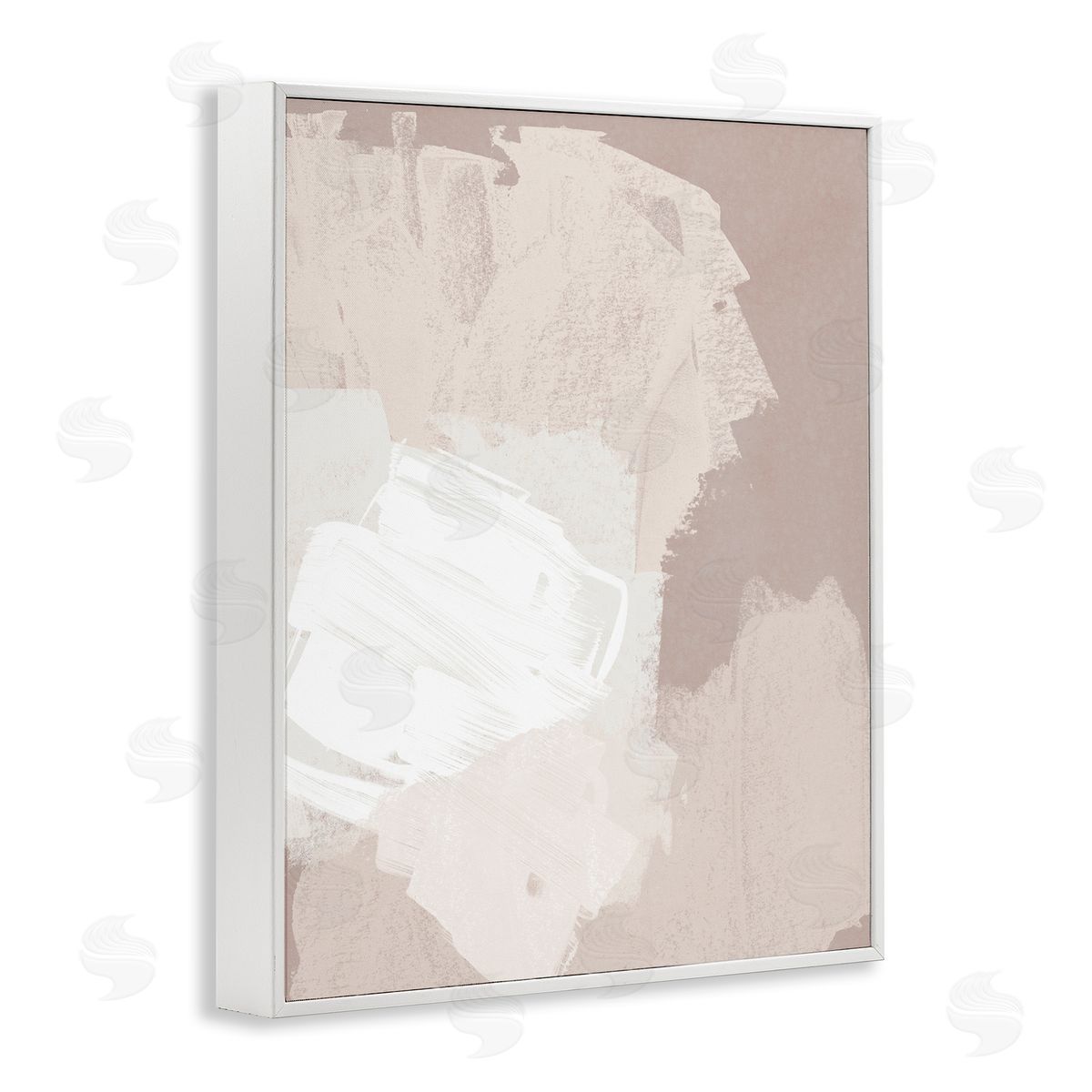 June Erica Vess Abstract Brush Strokes Neutral Beige Tones White Framed Giclee Wall Art Print