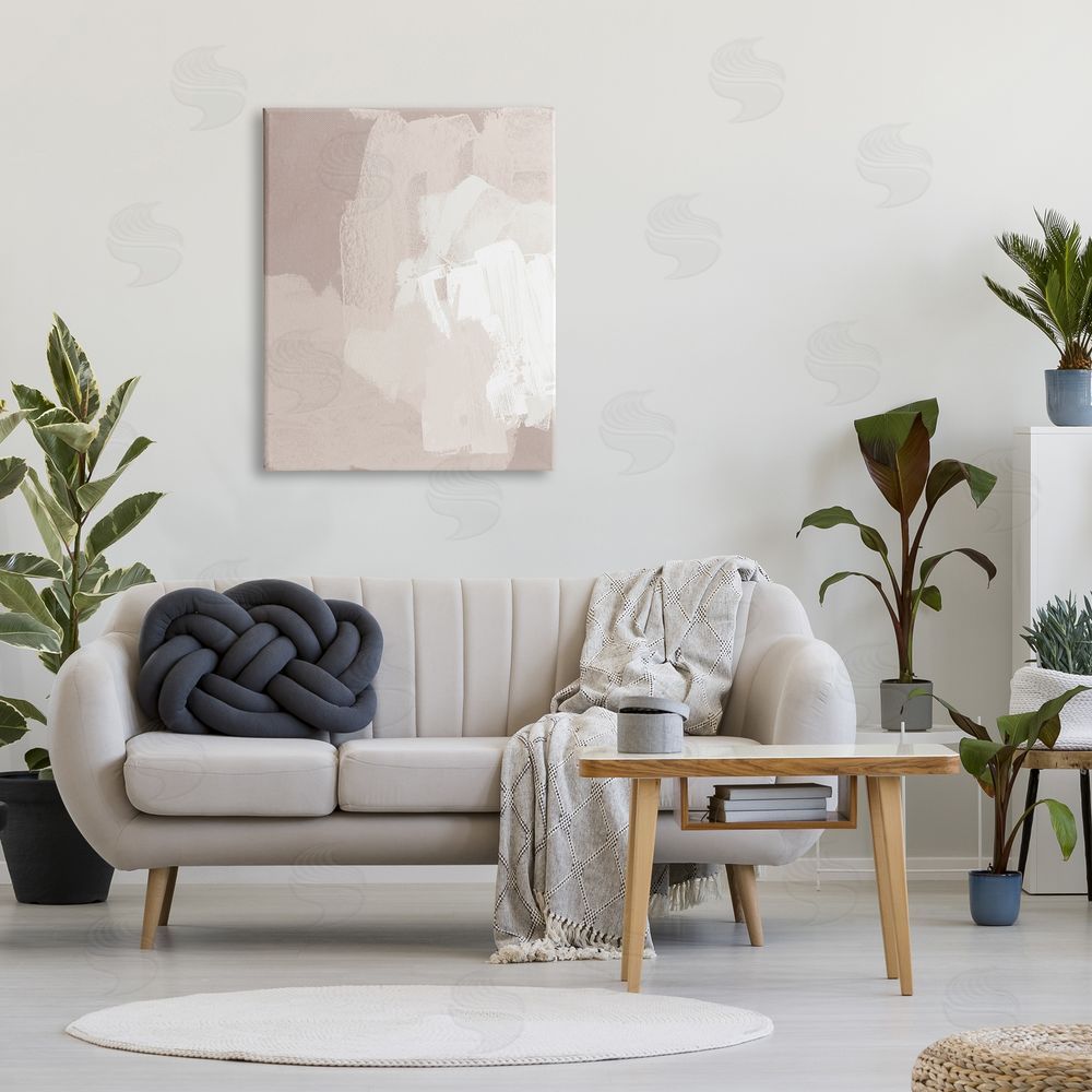 June Erica Vess Abstract Neutral Tones Beige Boho Brush Strokes Canvas Wall Art Print in Room