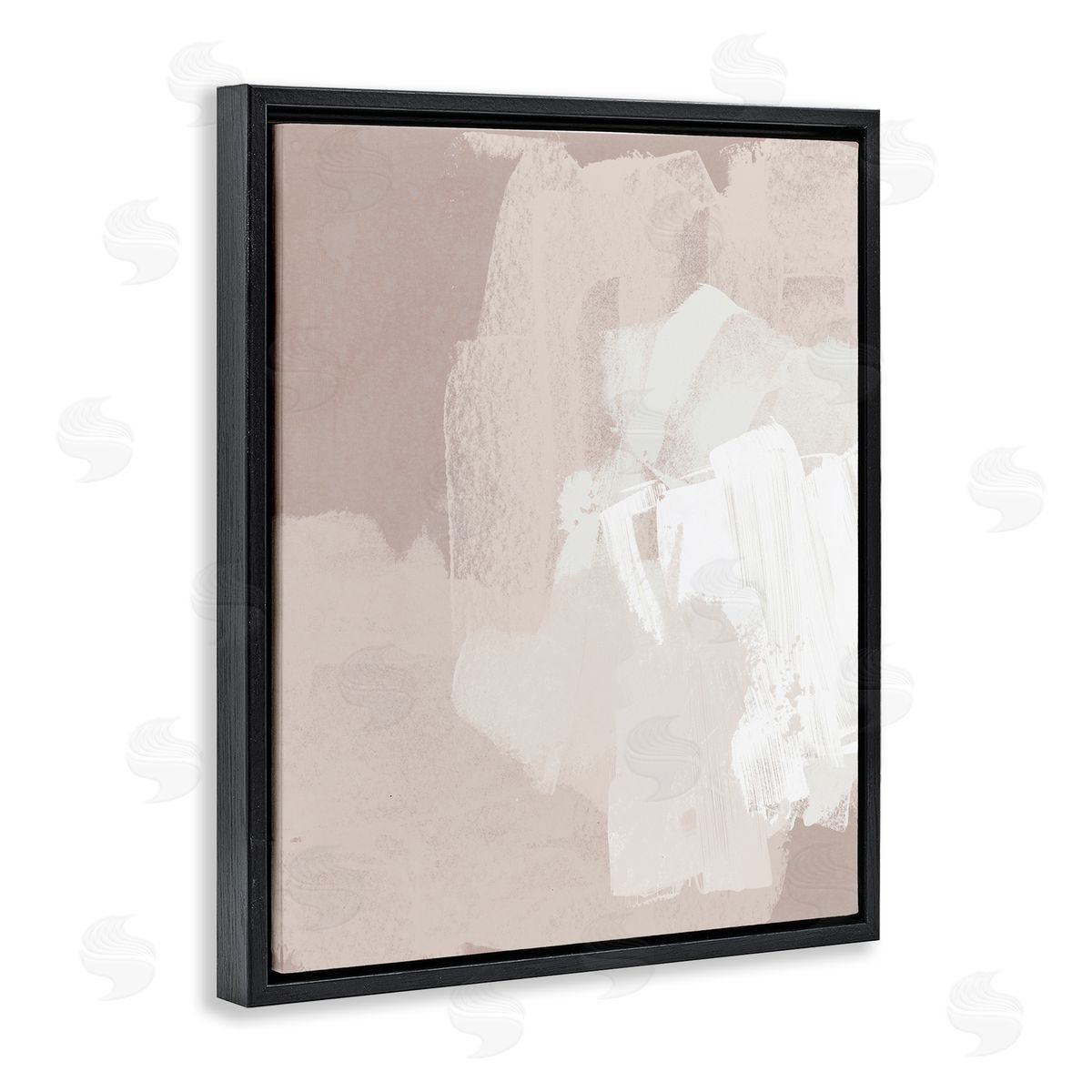 June Erica Vess Abstract Neutral Tones Beige Boho Brush Strokes Black Floating Frame Canvas Wall Art Print