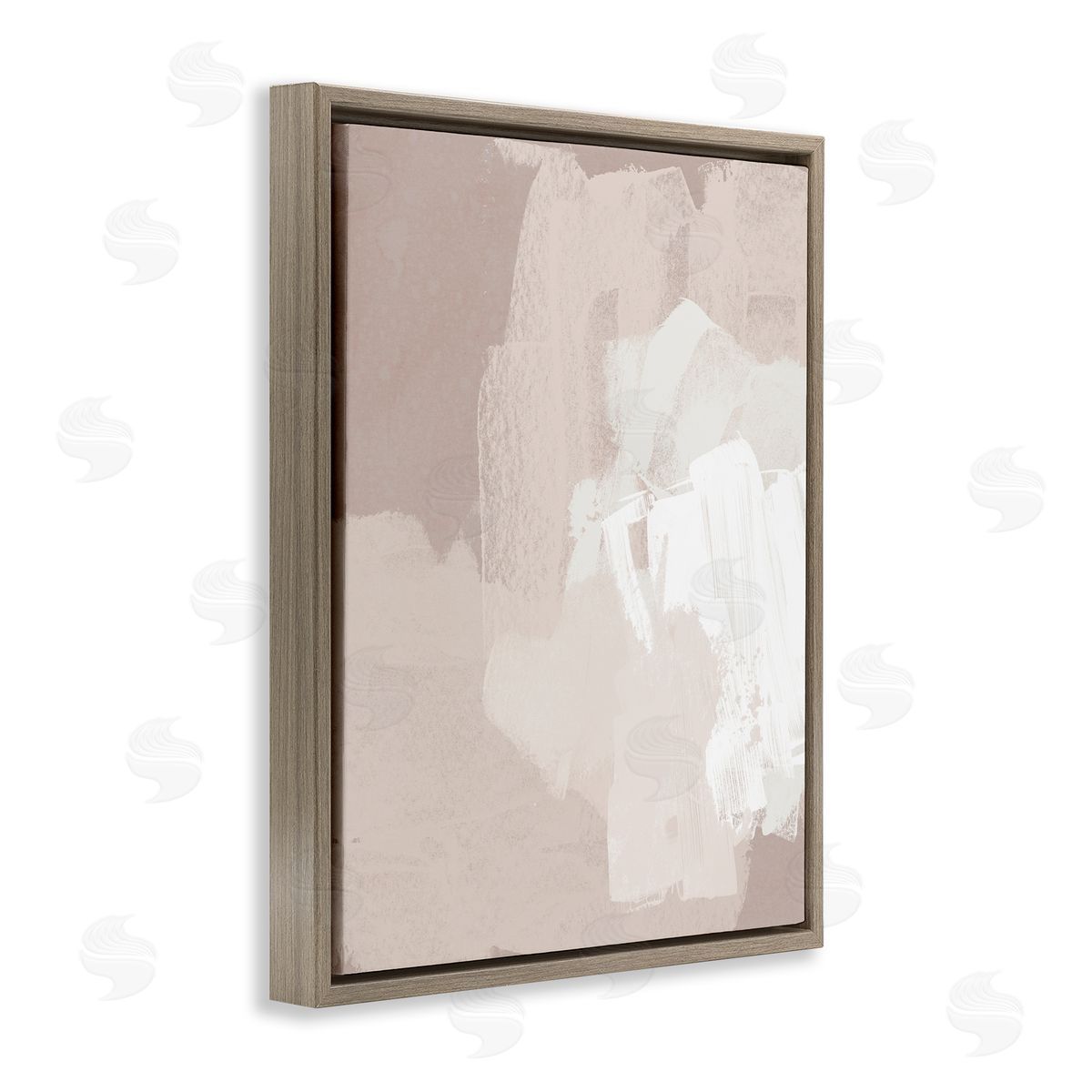 June Erica Vess Abstract Neutral Tones Beige Boho Brush Strokes Brown Floating Frame Canvas Wall Art Print