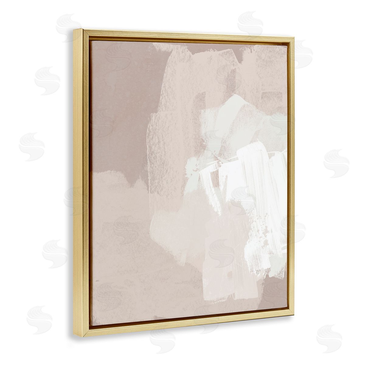 June Erica Vess Abstract Neutral Tones Beige Boho Brush Strokes Gold Floating Frame Canvas Wall Art Print