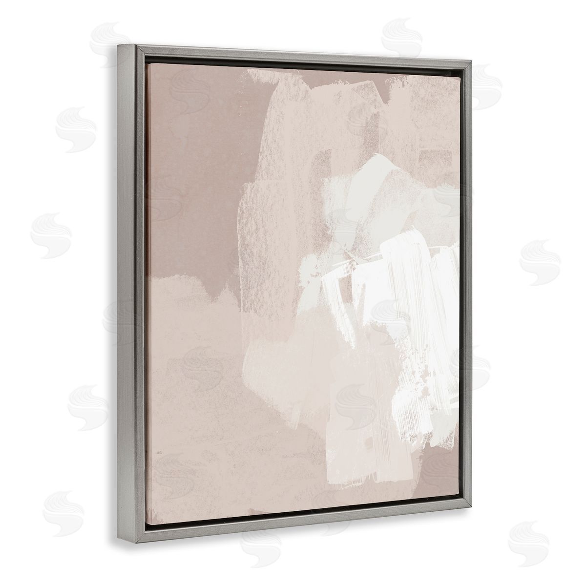 June Erica Vess Abstract Neutral Tones Beige Boho Brush Strokes Gray Floating Frame Canvas Wall Art Print