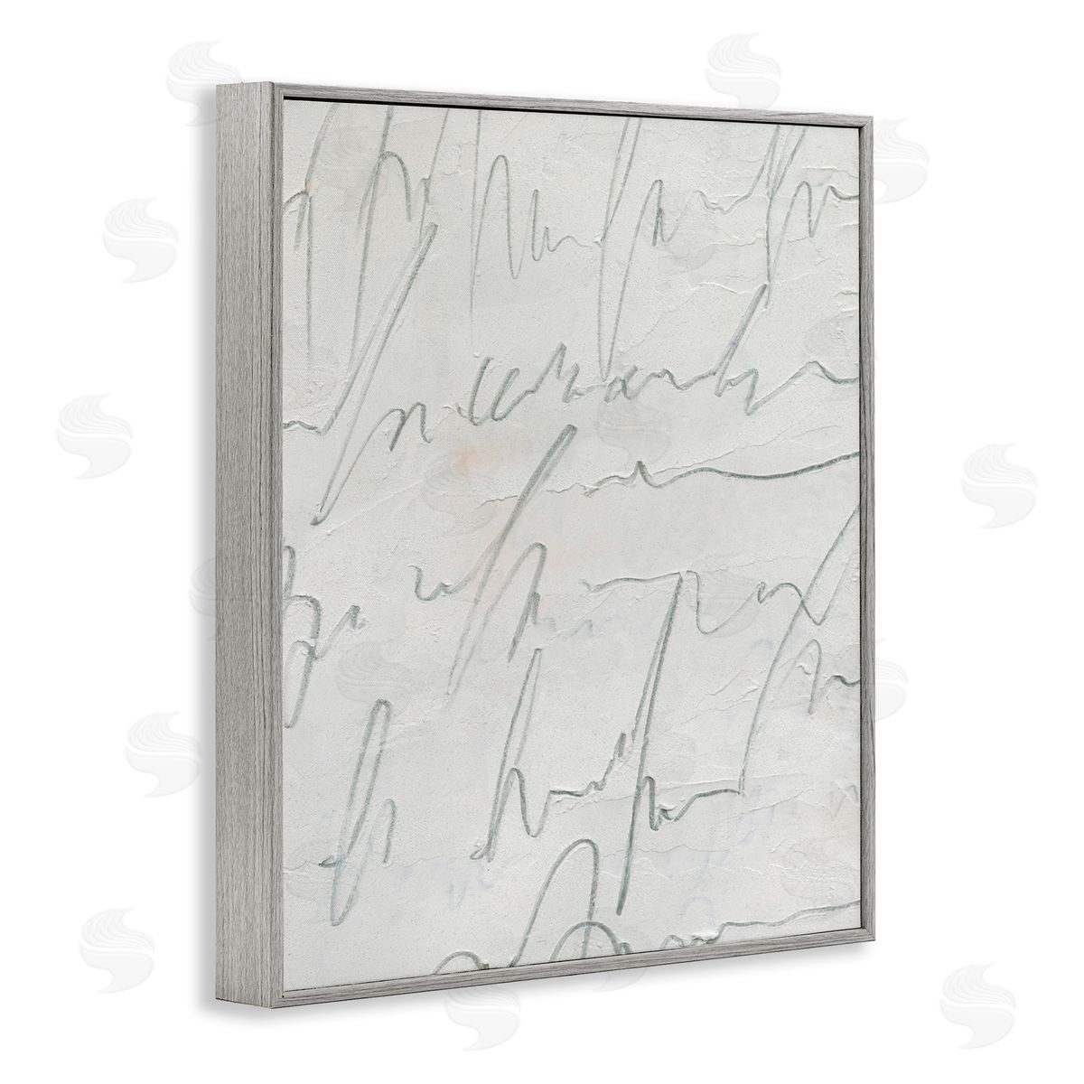 Emma Caroline Contemporary Cursive Script Abstract Scribble Words Gray Framed Giclee Wall Art Print