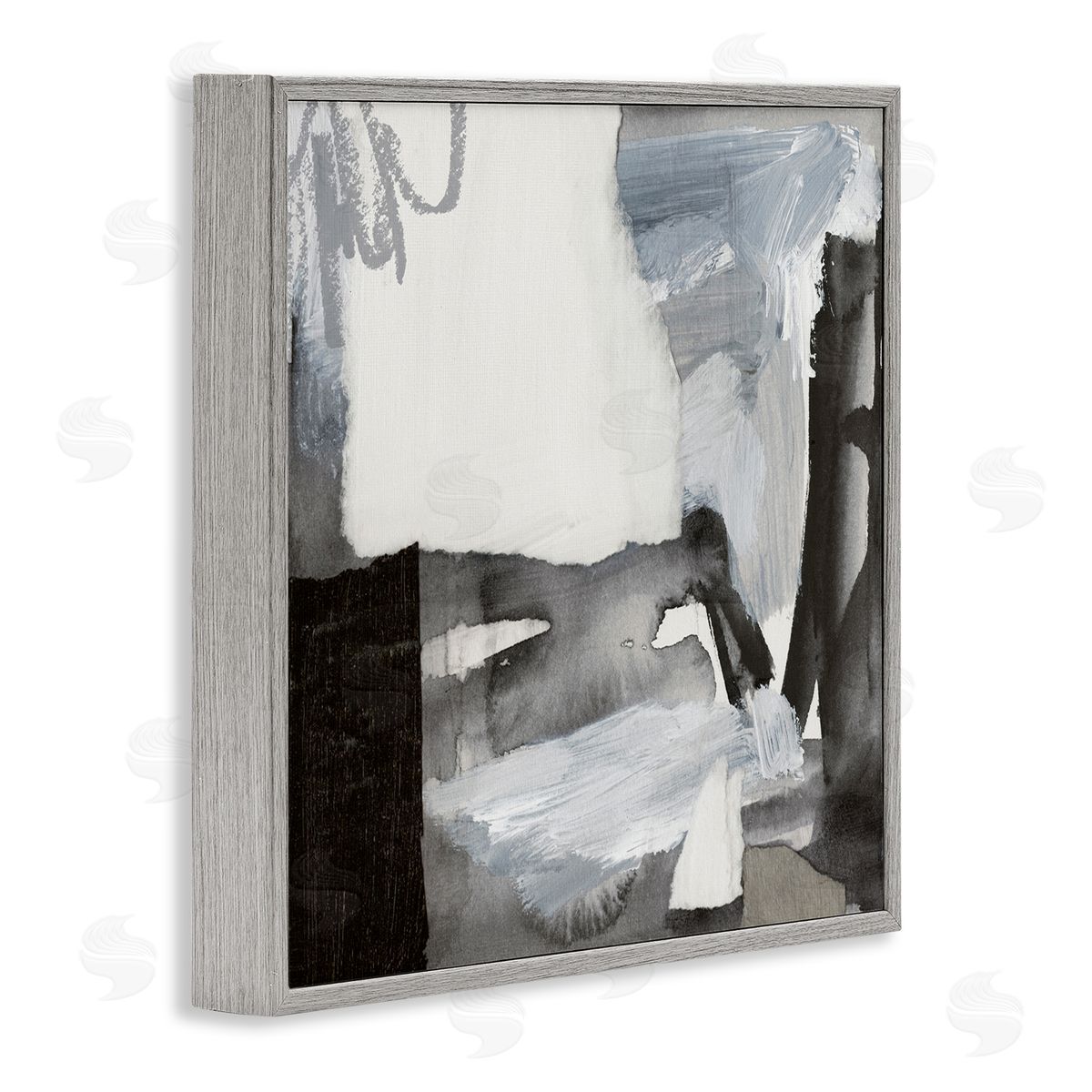 Victoria Barnes Contemporary Collaged Shapes Scribble Painting Design Gray Framed Glicee Wall Art Print