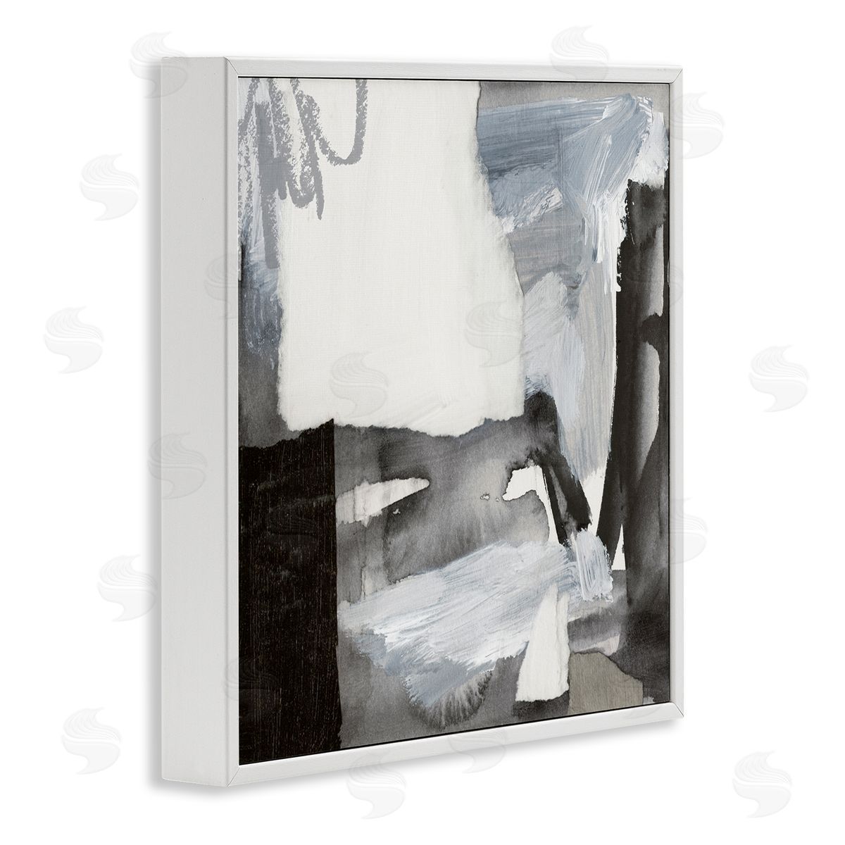 Victoria Barnes Contemporary Collaged Shapes Scribble Painting Design White Framed Glicee Wall Art Print