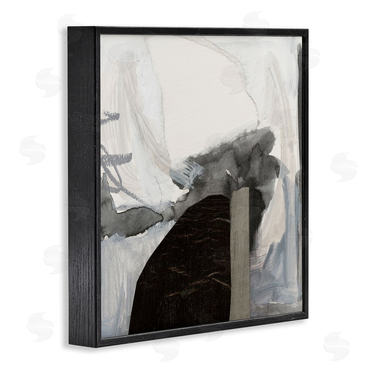 Victoria Barnes Curved Black Forms Scribbled Shapes Abstract Painting Black Framed Glicee Wall Art Print