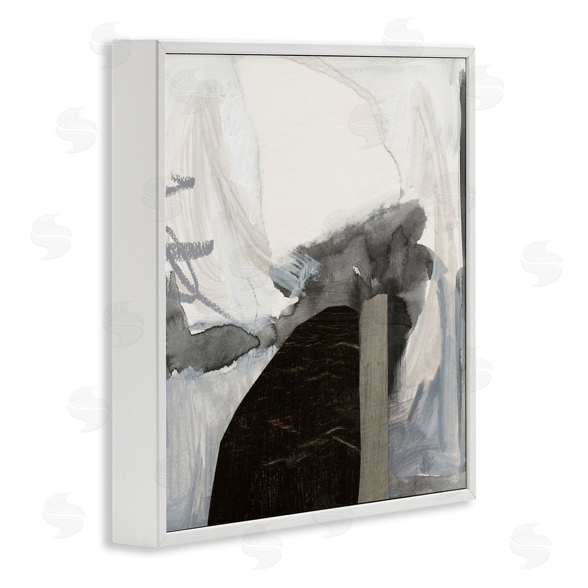 Victoria Barnes Curved Black Forms Scribbled Shapes Abstract Painting White Framed Glicee Wall Art Print