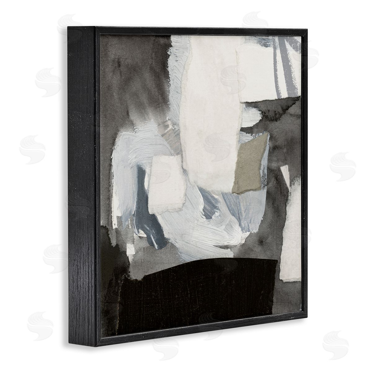 Victoria Barnes Blocked Abstract Shapes Geometric Paint Strokes Collage Black Framed Glicee Wall Art Print