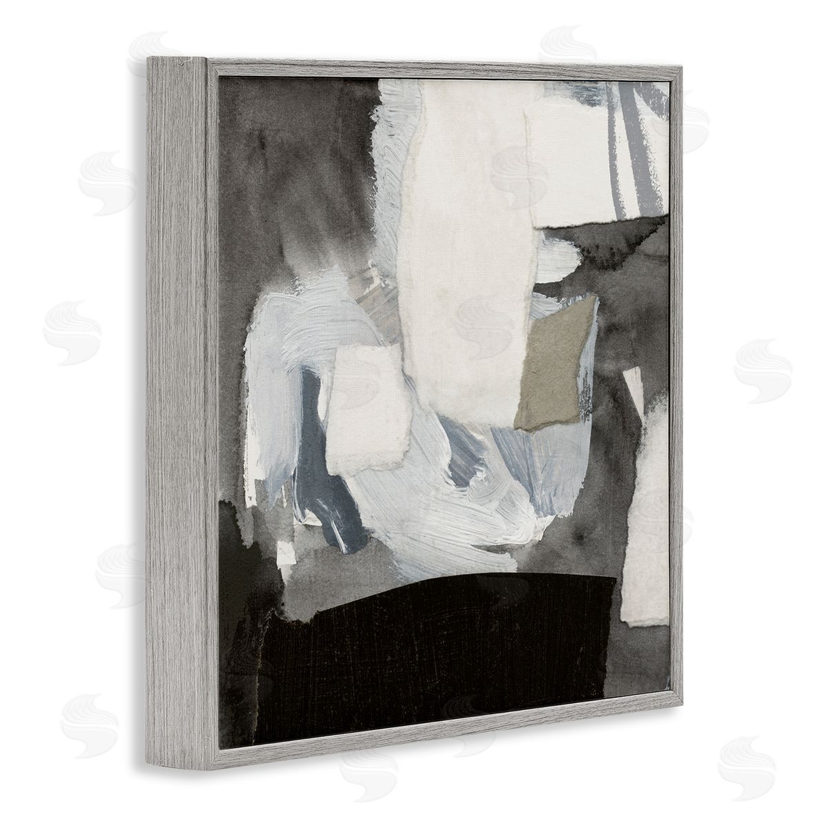 Victoria Barnes Blocked Abstract Shapes Geometric Paint Strokes Collage Gray Framed Glicee Wall Art Print
