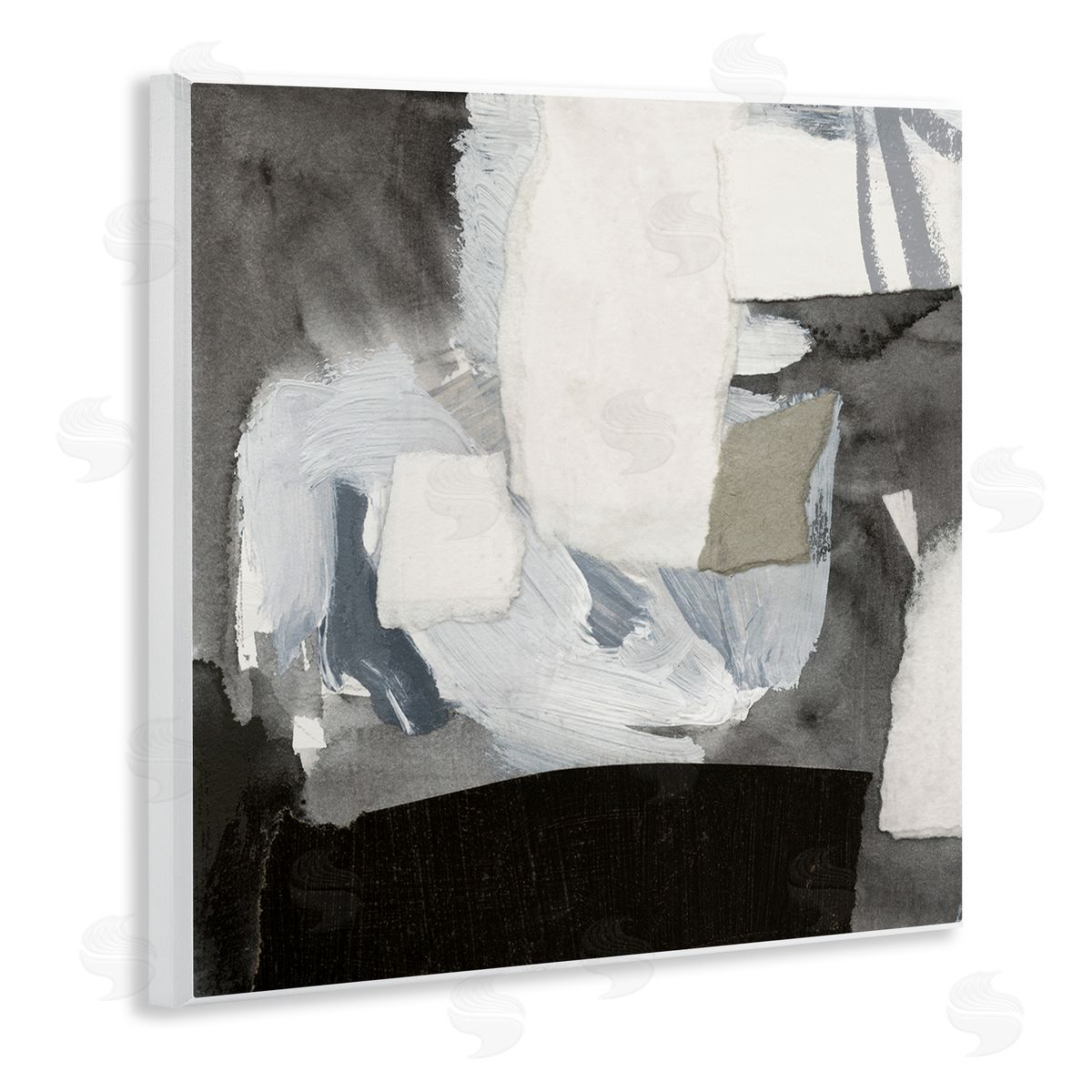 Victoria Barnes Blocked Abstract Shapes Geometric Paint Strokes Collage Wooden Wall Plaque Art Print