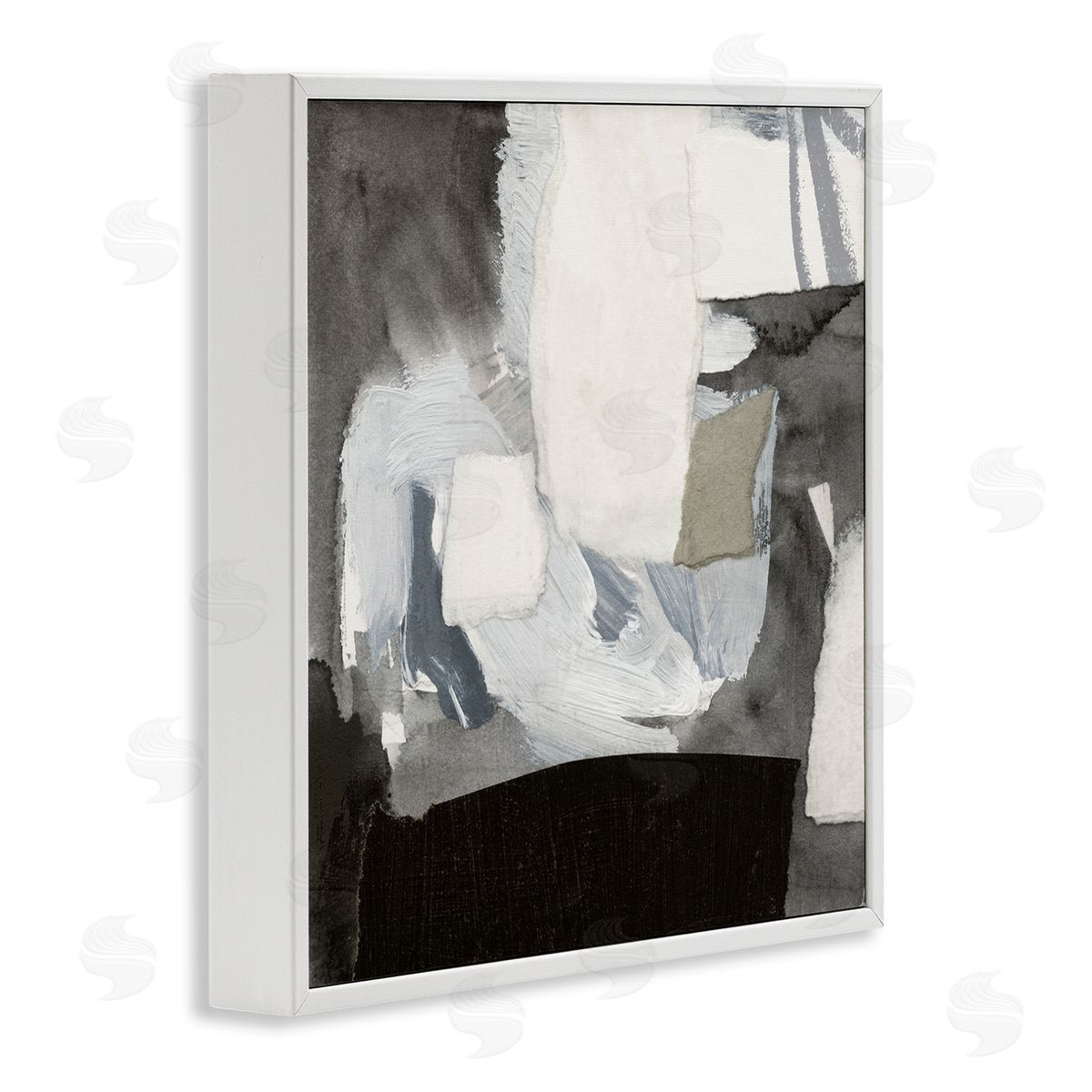 Victoria Barnes Blocked Abstract Shapes Geometric Paint Strokes Collage White Framed Glicee Wall Art Print