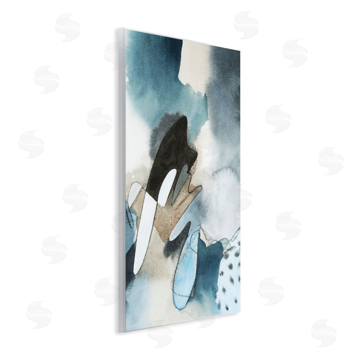 Grace Popp Fluid Blue Geometric Shapes Abstract Paint Scribbles  Wall Plaque Art Print