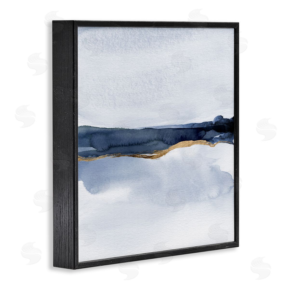 Jacob Green Soothing Blue Landscape Painting Abstract Glam Lines Black Framed Glicee Wall Art Print
