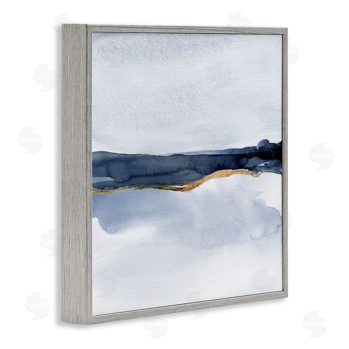 Jacob Green Soothing Blue Landscape Painting Abstract Glam Lines Gray Framed Glicee Wall Art Print