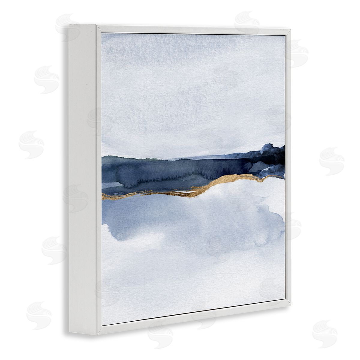 Jacob Green Soothing Blue Landscape Painting Abstract Glam Lines White Framed Glicee Wall Art Print