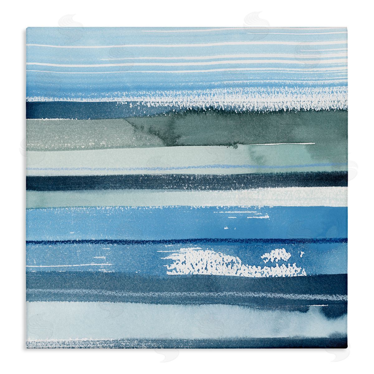 Grace Popp Abstract Ocean Landscape Saturated Blue Striped Lines Stretched Canvas Wall Art Print