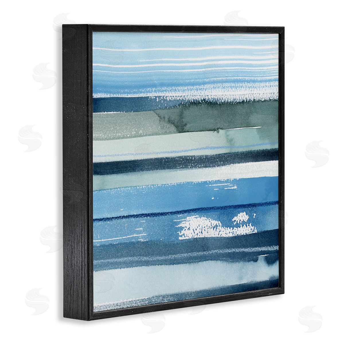 Grace Popp Abstract Ocean Landscape Saturated Blue Striped Lines Black Framed Glicee Wall Art Print
