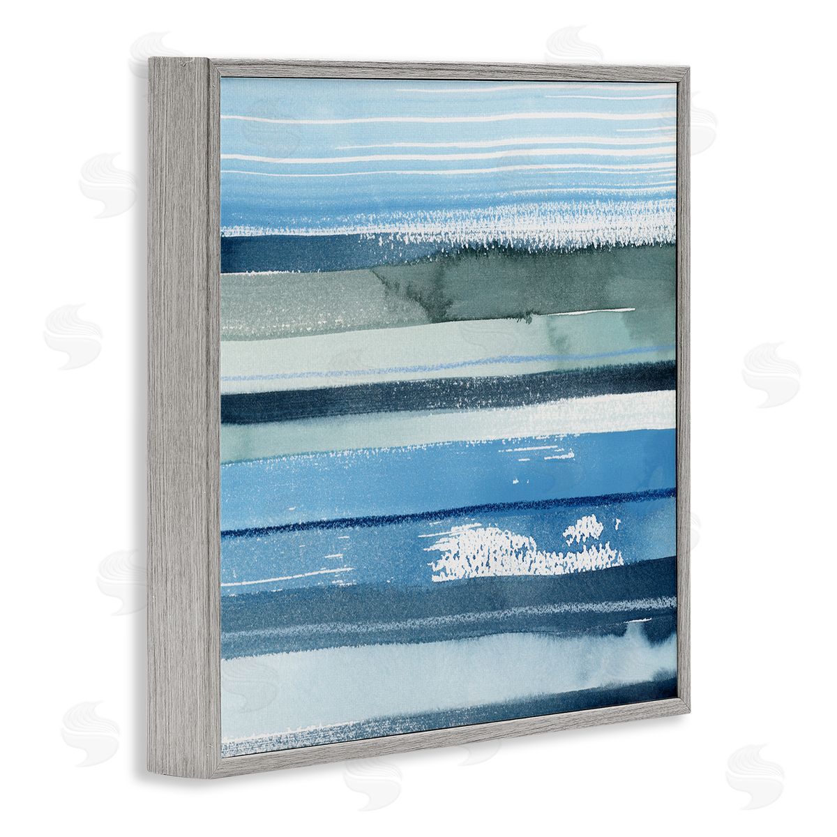 Grace Popp Abstract Ocean Landscape Saturated Blue Striped Lines Gray Framed Glicee Wall Art Print